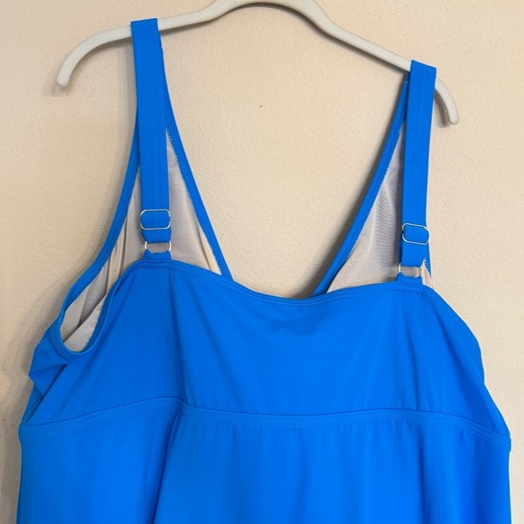 Swimsuits for All Plus Size 26 Chlorine Resistant Blue Tank Swimdress Beach Pool - Picture 9 of 16